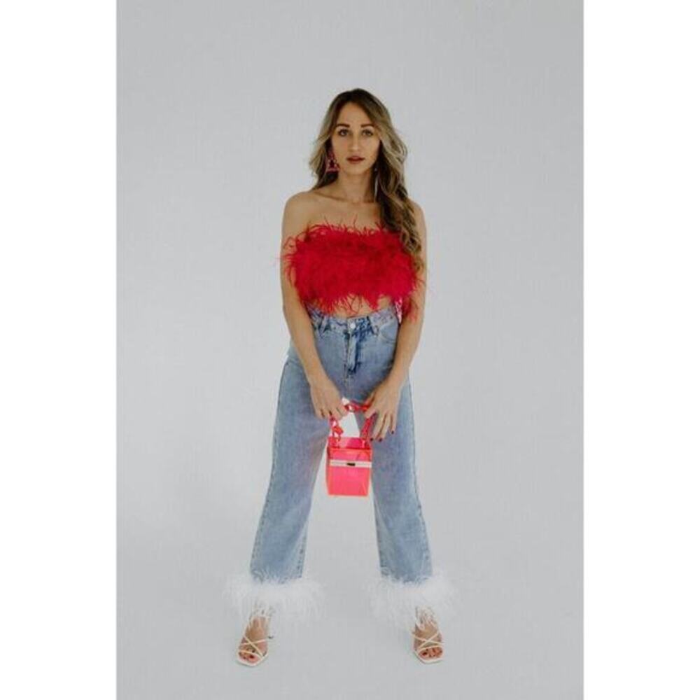 AMAZING MAE Fila Ostrich Feather Top - Pink